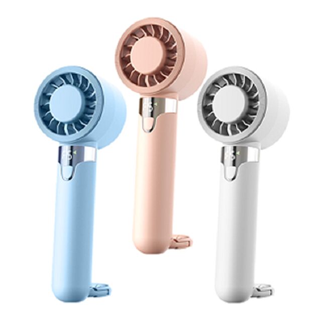 5단 휴대용 책상 선풍기, 타입-C, 2000mAh, 디지털 디스플레이, ABS+알루미늄, 걸이 포함