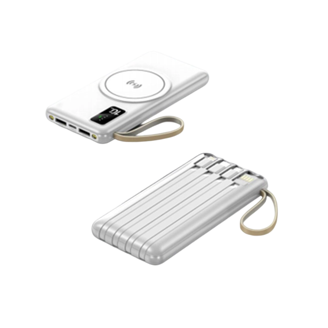 10000mAh 무선 전원 뱅크 4개의 케이블, 3가지 색상
