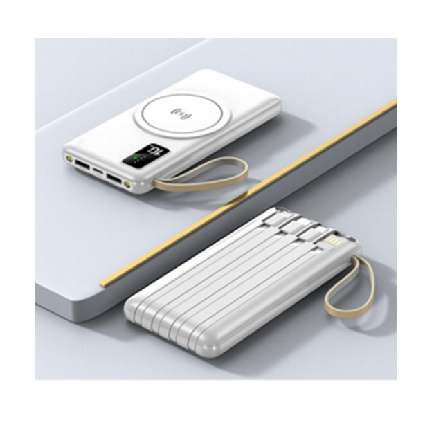 10000mAh 무선 전원 뱅크 4개의 케이블, 3가지 색상