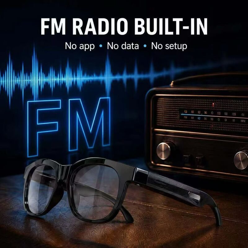 블루투스 5.4 오디오 선글라스 w/FM 타입-C 6H 플레이타임 38.5g 가볍고 다채로운
