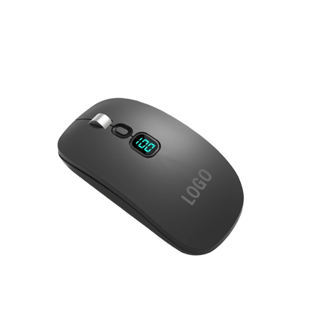 4D 재충전 가능한 무선 마우스 2.4G BT 듀얼 모드 500mAh 조용 스위치 LED 디스플레이 알루미늄 바퀴 8650IC
