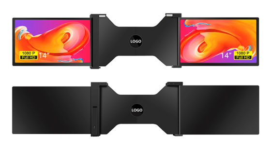 두 개의 14인치 파노라마 노트북 모니터 3 화면 설정 25.3mm 얇은 디스플레이 풀 HD IPS 16/9 측면 비율